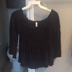 Off shoulder black mock crop top